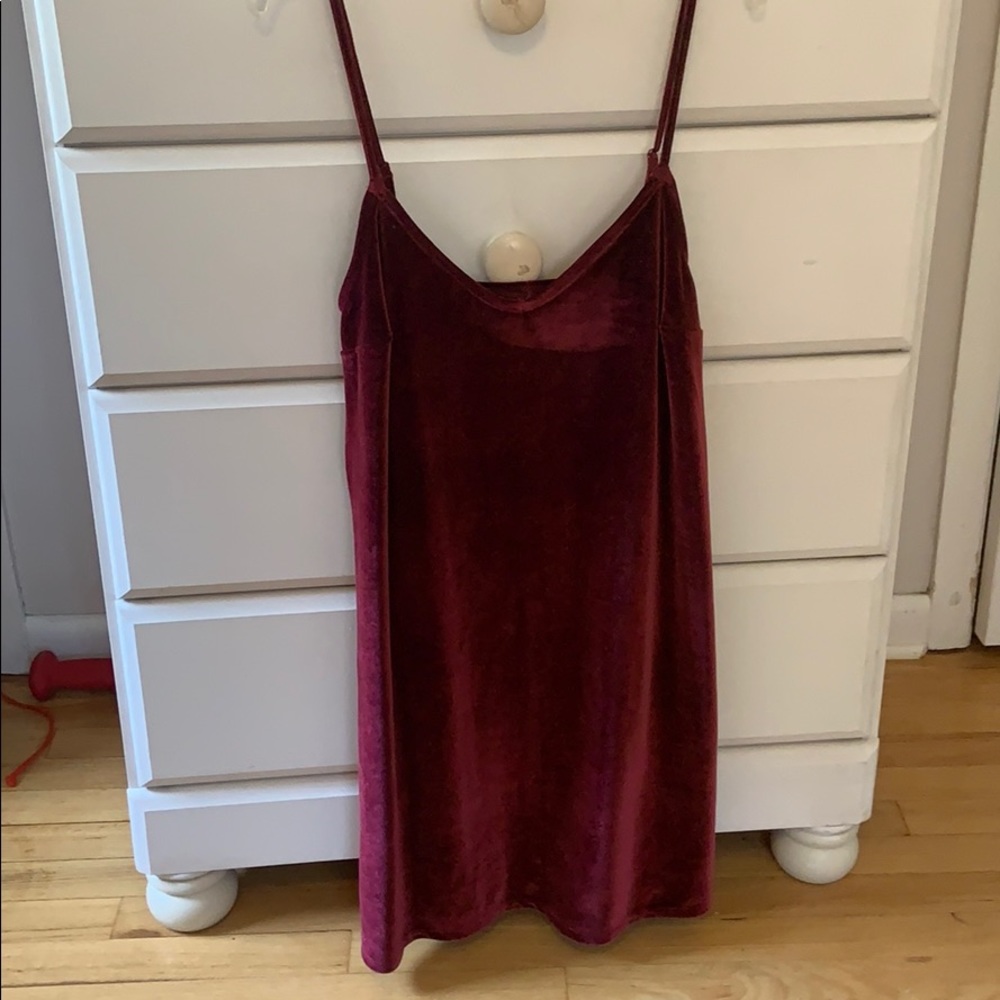 Red velvet shift dress